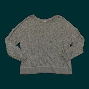 Gray Boyfriend Fit Cropped Knit Sweater Top